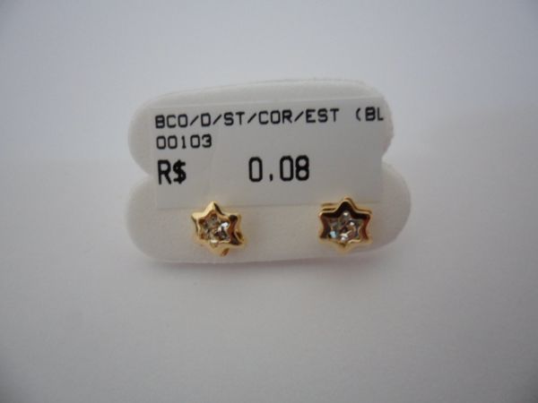 BRINCO FOLHADO A OURO STRASS ESTRELINHA CB 7007
