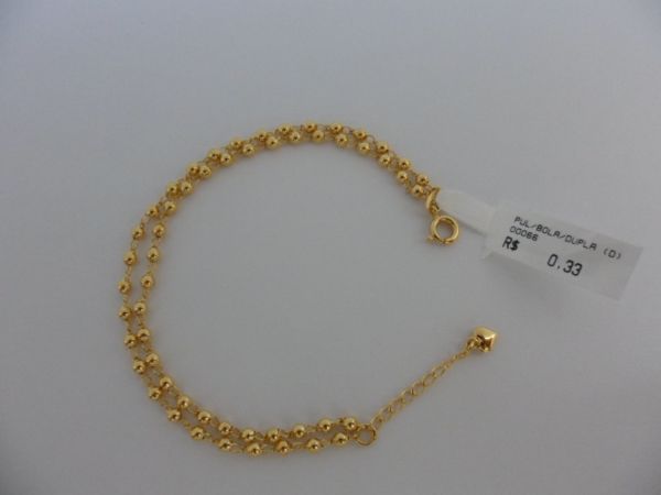 PULSEIRA FOLHADA A OURO BOLAS DUPLA  CB 182097
