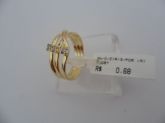 ANEL FOLHADO A OURO 3 PEDRAS ZIRCONIA  CB 12398