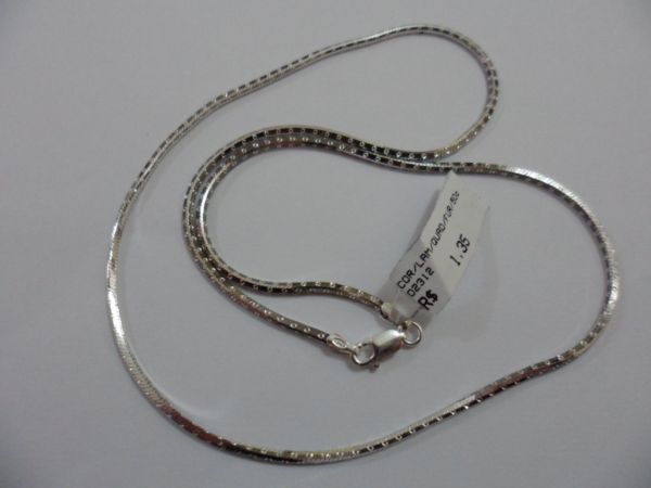 CORRENTE DE PRATA LAMINADA TRABALHADA 50CM CB 2087047
