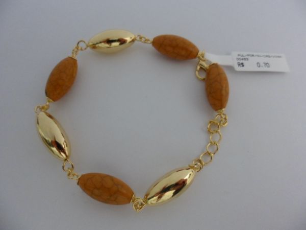 PULSEIRA FOLHADA PEDRA OVAL CAQUI  CB 182294