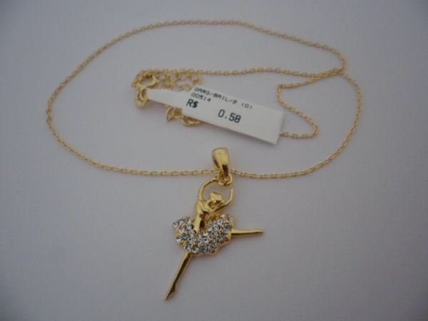 GARGANTILHA FOLHADA A OURO BAILARINA 2  CB 81759
