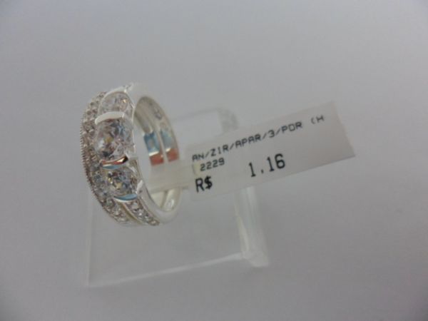 ANEL DE PRATA ZIRCONIA APARADOR 3 PEDRAS CB 36090
