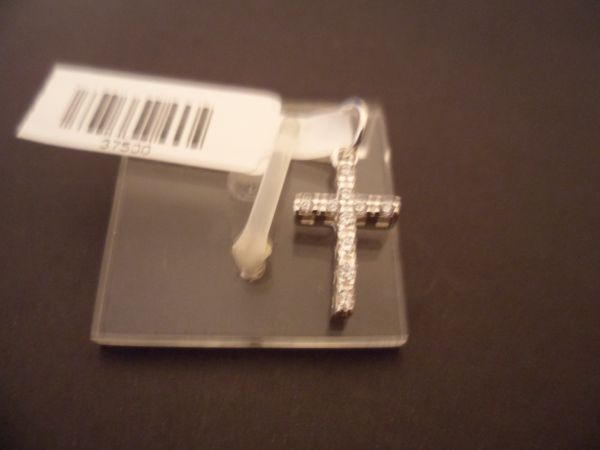 Pigende de prata zirconia cruz peq 37500