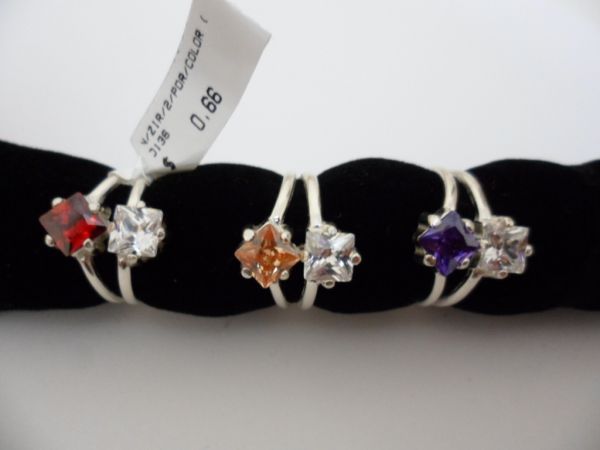 ANEL DE PRATA ZIRCONIA 2 PEDRAS COLORIDAS  CB 8402