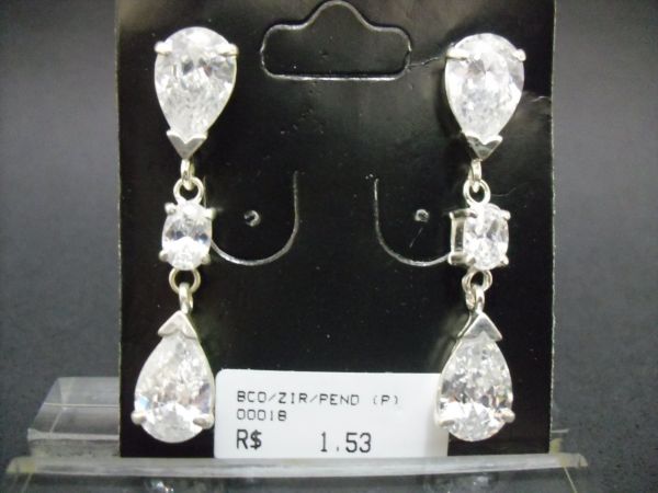 Brinco Prata Zirconia Gotas cb 2093697