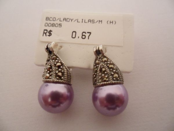 BRINCO DE PRATA PEDRAS MARCASSITAS LADY LILAS/M  CB 2070315