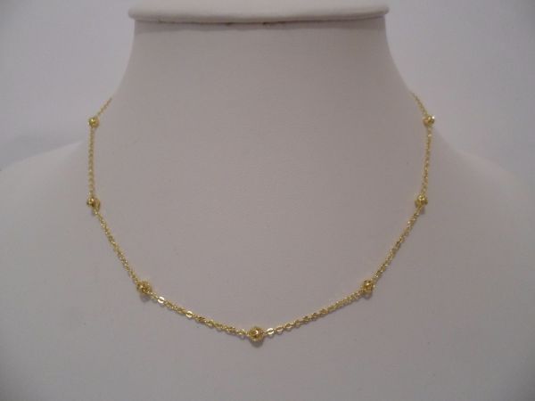 Corrente Folhada a Ouro Bolinha Oca 45cm cb 2089850