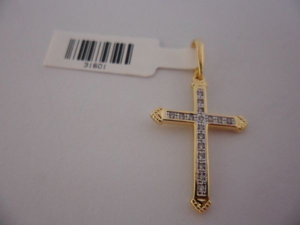 PINGENTE FOLHADO A OURO CRUZ ZIRCONIA 31601