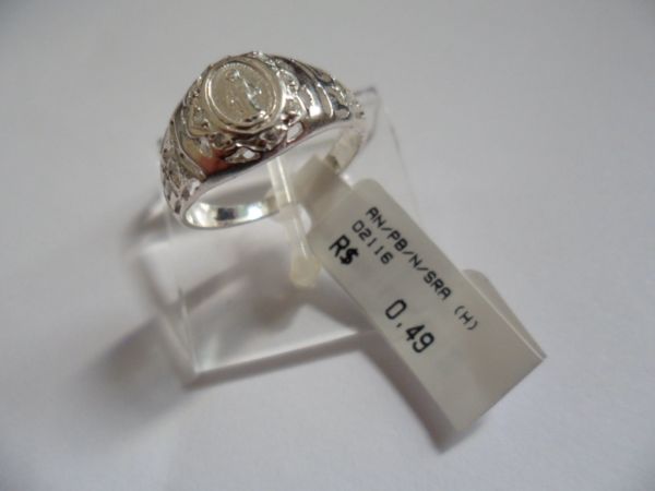 ANEL DE PRATA BRANCA NOSSA SENHORA  CB 15362612