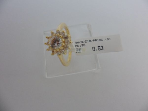 ANEL FOLHADO A OURO ZIRCONIA PRINCESA  CB 7361