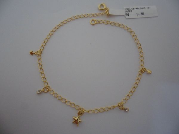 TORNOZELEIRA FOLHADA A OURO ESTRELINHA CB 182274