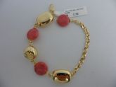 PULSIRA FOLHADA A OURO PEDRA BOLA RETANGULAR ROSA  CB 182295