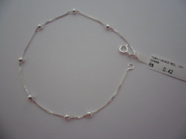 TORNOZELEIRA EM PRATA VENEZIANA BOLINHA CB 2072395 ok
