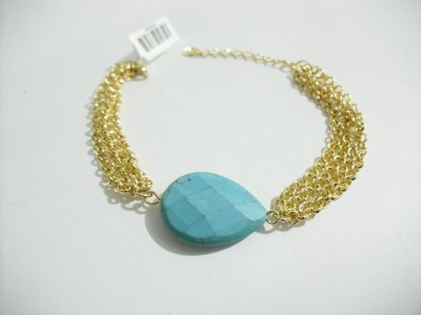 Pulseira Dourada Turquesa cb 2095028