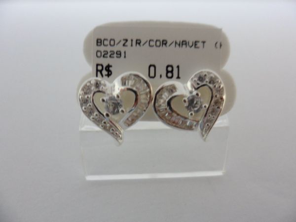BRINCO DE PRATA COM ZIRCÔNIAS CORAÇAO NAVET CB 25850