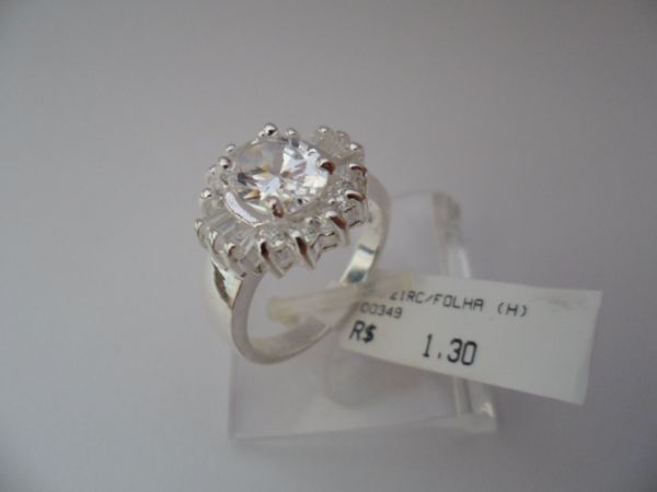 ANEL DE PRATA ZIRCONIA FOLHA  CB 2063287