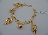 PULSEIRA FOLHADA A OURO BERLOQUE FOLHAS BOLAS CB 182254