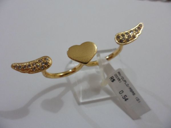 ANEL FOLHADO A OURO 18 DUPLO ASAS CB 41503