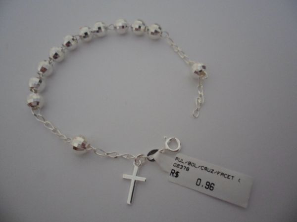 Pulseira de prata Cruz Facetada CB 2087887