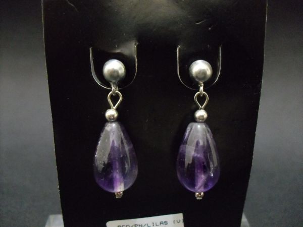 BRINCO DE PRATA PEDRAS  ROXO  CB 13065