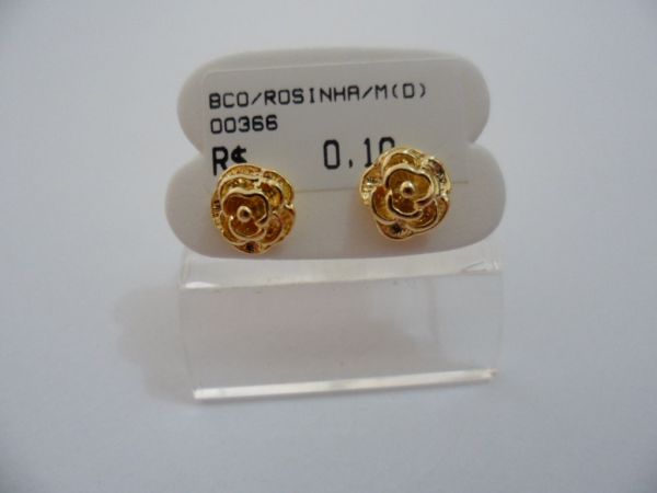 BRINCO FOLHADO A OURO ROSINHA P CB 21024