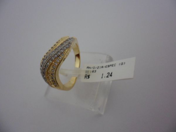 ANEL FOLHADO A OURO ZIRCONIA ESPECIAL FILETE  CB 75300