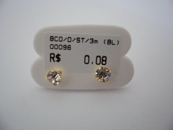 BRINCO FOLHADO A OURO STRASS 3MM  CB 4980