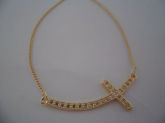 GARGANTILHA FOLHADA OURO CRUZ 105001