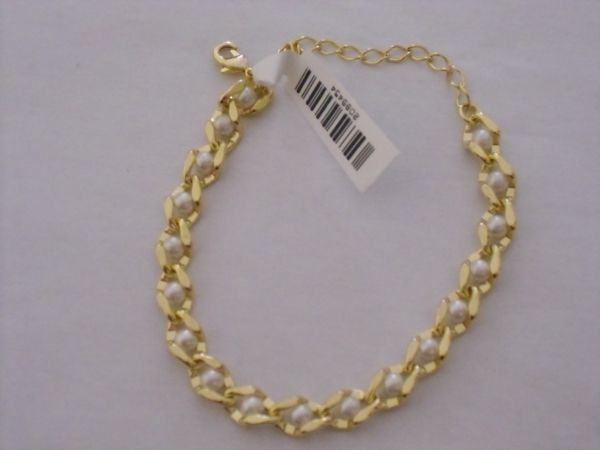 Pulseira Folhada a Ouro Gumet Perolas cb 2089454