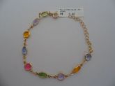 PULSEIRA FOLHADA A OURO PEDRAS RED COLOR CB 2089324