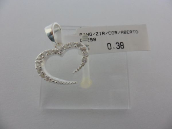 PINGENTE DE PRATA ZIRCONIA CORAÇAO ABERTO CB 11980