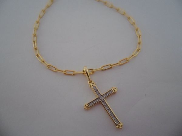 GARGANTILHA FOLHADA OURO MASCULINA