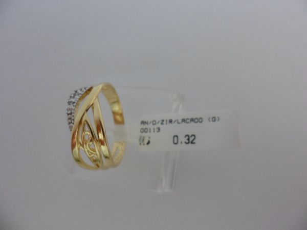 ANEL FOLHADO A OURO ZIRCONIA LAÇADO  CB 396021