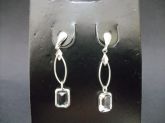 BRINCO EM PRATA PEDRAS DE STRASS RETANGULAR  CB 89001