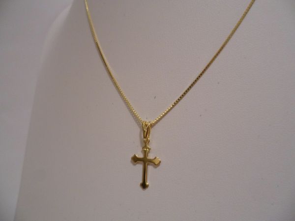 Gargantilha folhada a ouro crucifixo 45cm 2090139