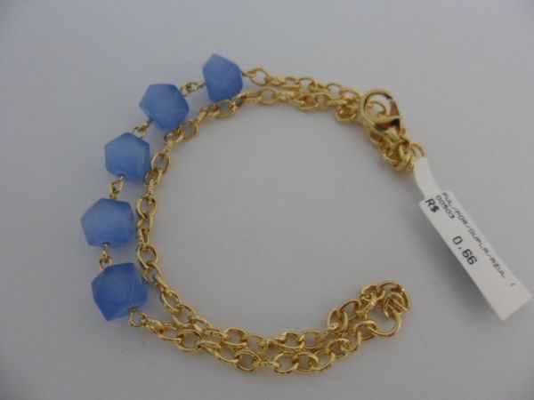 PULSEIRA FOLHADA/PEDRA/DUPLA/AZUL CB  182301