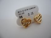 BRINCO FOLHADO A OURO ZIRCONIA CORAÇAO  CB 1640