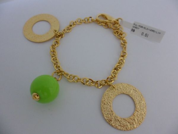 PULSEIRA FOLHADA A OURO VERDE LIMAO  CB 181815