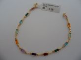 PULSEIRA FOLHADA OURO PEDRAS COLOR RETANGULARES CB 83919