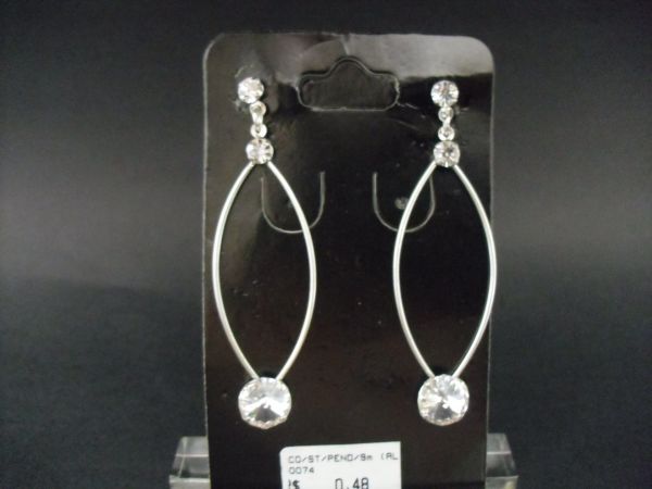 BRINCO EM PRATA PEDRAS DE STRASS 9mm CB 145001