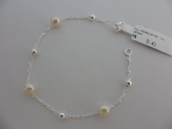 Pulseira de prata Perola Media  CB 2087368 ok