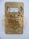 BRINCO FOLHADO A OURO STRASS FOLHAS  CB 1180