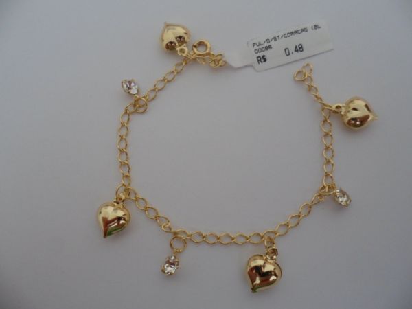 PULSEIRA FOLHADA STRASS CORAÇÃO CB 1600