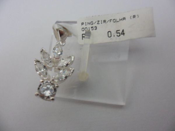 PINGENTE DE PRATA ZIRCONIA FOLHAS  CB 2084022