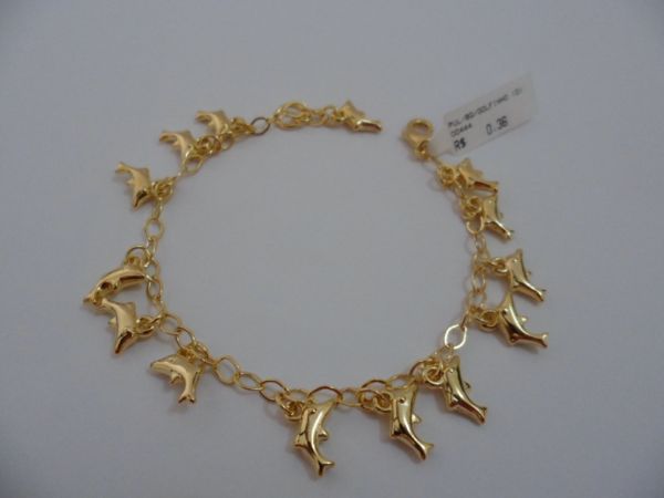 PULSEIRA FOLHADA A OURO BERLOQUE GOLFINHO CB 182277