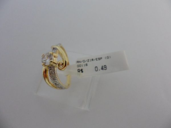 ANEL FOLHADO A OURO ZIRCONIA ESPECIAL  CB 268032
