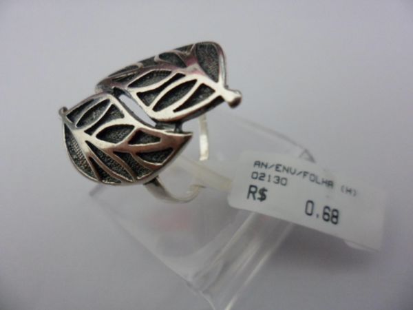ANEL DE PRATA ENVELHECIDO FOLHA  CB 14392368
