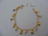 PULSEIRA FOLHADA A OURO STRASS CORAÇÃO TRABALHADO CB 5390