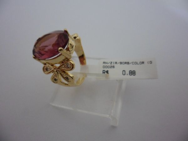 ANEL FOLHADO A OURO BORBOLETA COLOR  CB 8801